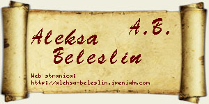 Aleksa Beleslin vizit kartica